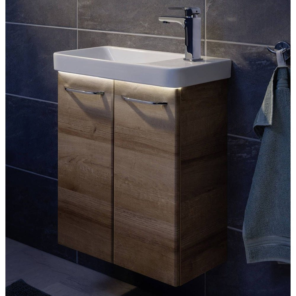 Dwudrzwiowa szafka pod umywalkę 52 cm sękaty dąb Milano Fackelmann 84332
