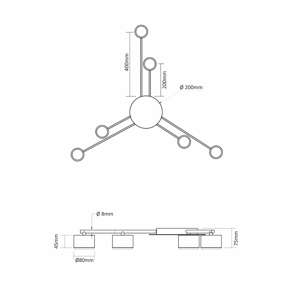 Lampa sufitowa Videx 30W 6x GX53 nowoczesna czarna halogen IP20