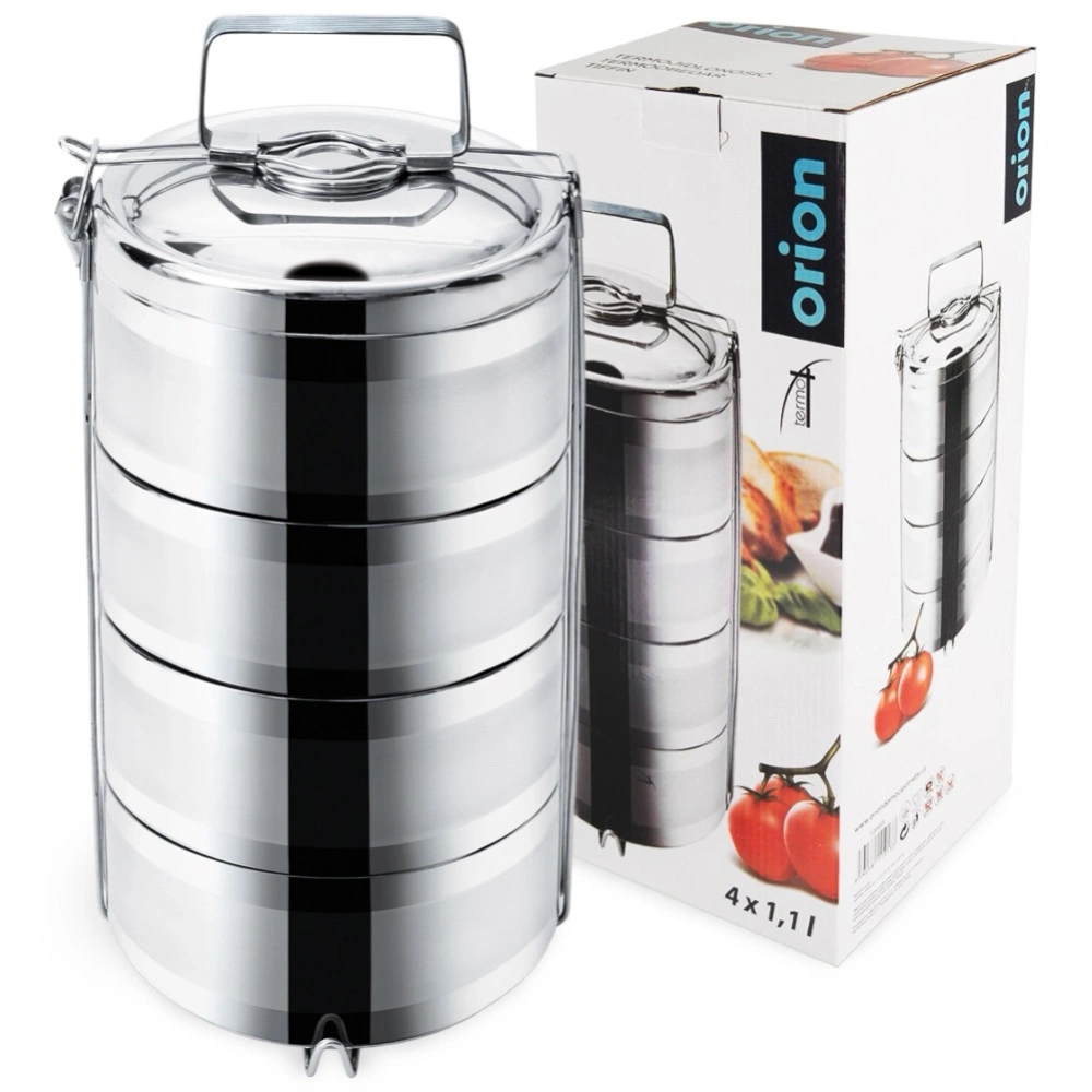 Menażka obiadowa termiczna stalowa 4-poziomowa 4x1,1 l