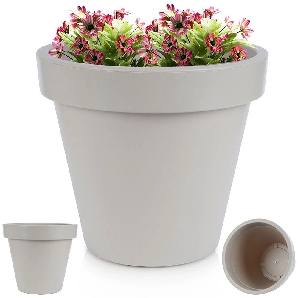 Doniczka ogrodowa plastikowa beżowa okrągła 39x35 cm