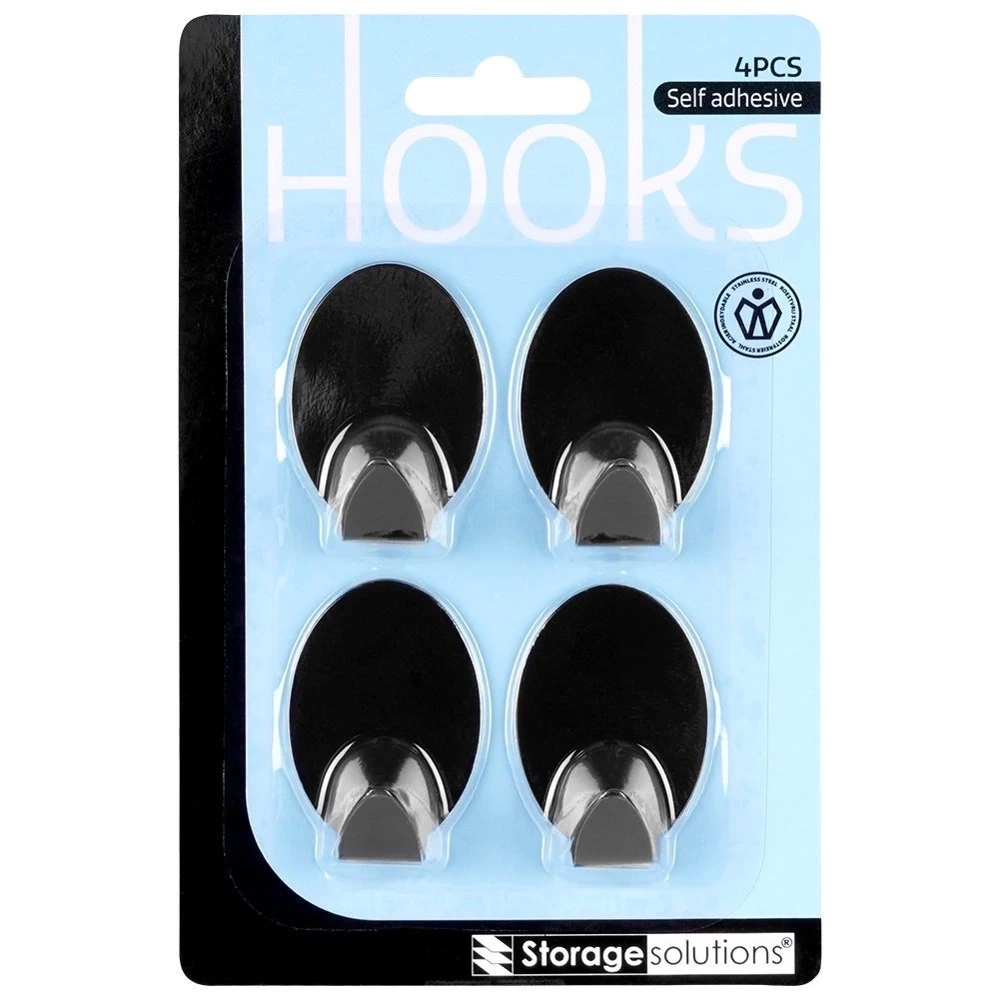 Haczyk wieszak samoprzylepny stalowy czarny 5,5x3,5 cm 4 szt.