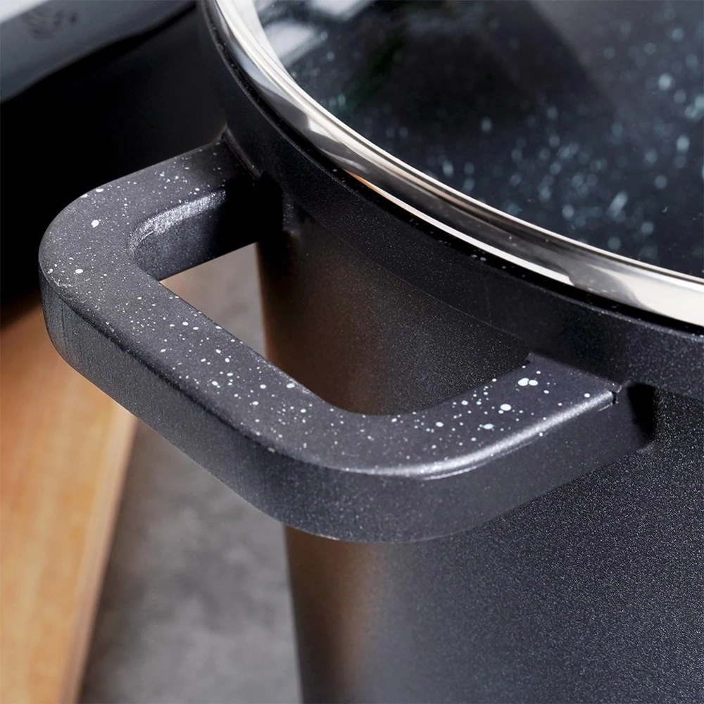 Garnek granitowy ze szklaną pokrywką wysoki GRANDE 7,6 l