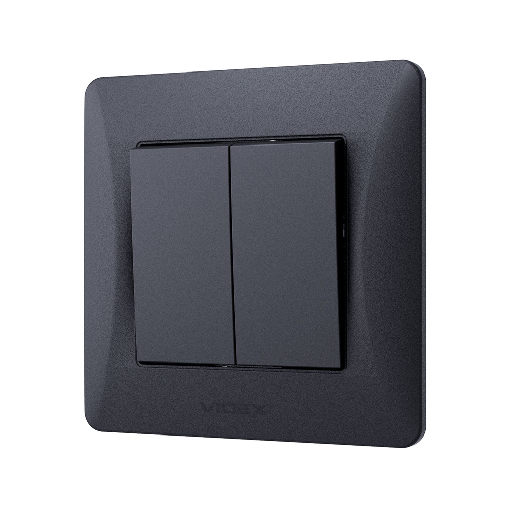 Włącznik podwójny czarny grafit BINERA