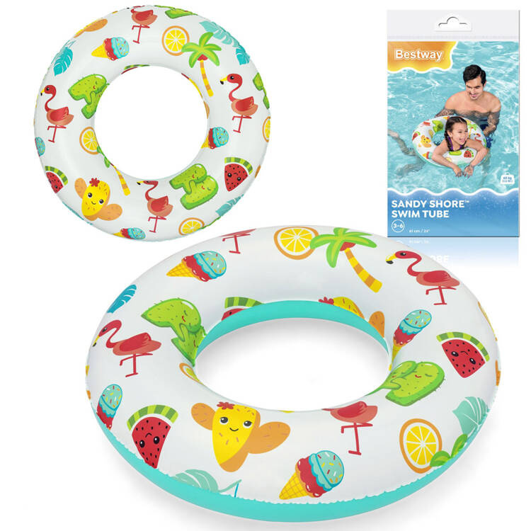 Bestway Dmuchane koło do pływania zielone OWOCE 61cm 36014 A
