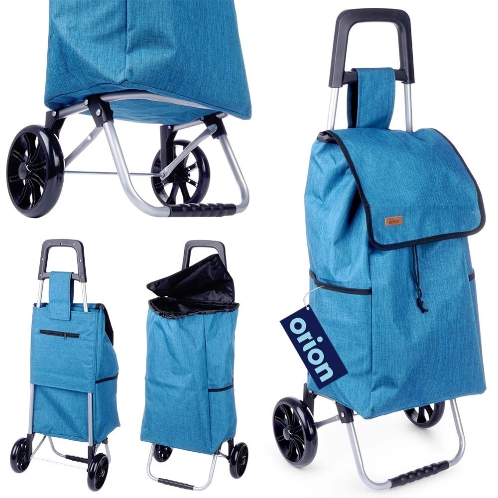 Wózek z torbą na zakupy niebieski 40 l