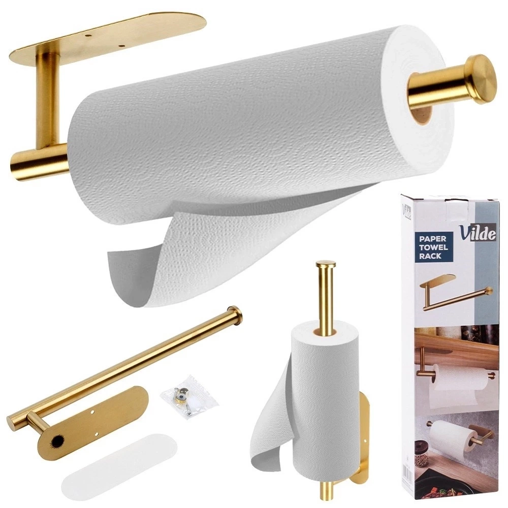 Wieszak na ręcznik papierowy stalowy złoty