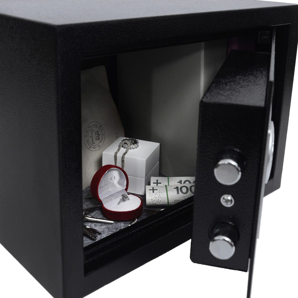 Sejf domowy biurowy zamek elektroniczny szyfrowy kluczyk kod XXL 35x25x25 cm