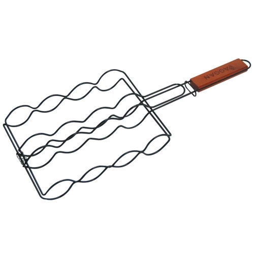 Ruszt do grillowania kiełbas metalowy czarny nieprzywierający 50x19 cm