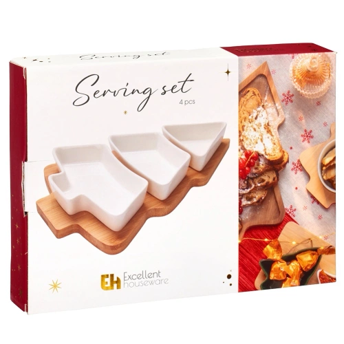 Miseczki na przekąski porcelanowe na tacy 4 el.