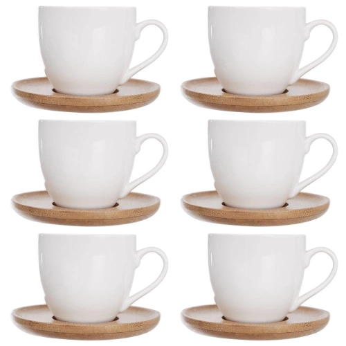 Filiżanka ze spodkiem porcelanowa biała WHITELINE 100 ml 6 szt.