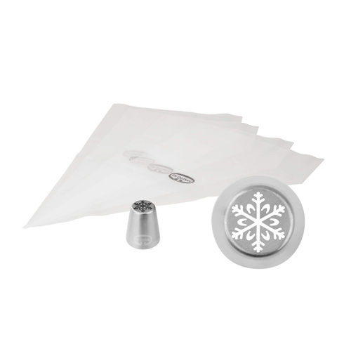 Tylka dekoracyjna płatki śniegu z 4 woreczkami do dekoracji Święta