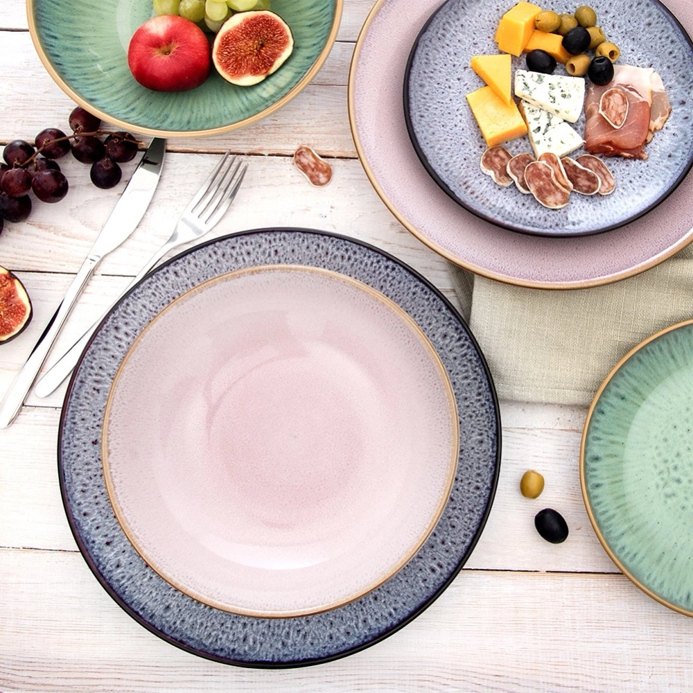 Talerz obiadowy głęboki ceramiczny różowy GLAZE 21 cm