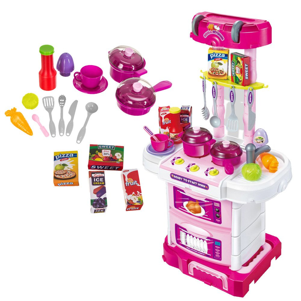 Duża kuchnia Walizka na kółkach Akcesoria 43 el. Mały Kucharz 