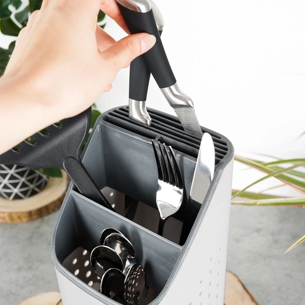 Ociekacz stojak na sztućce szary