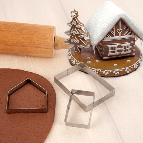 Wykrawacze do ciastek stalowe domek z piernika 3 szt.