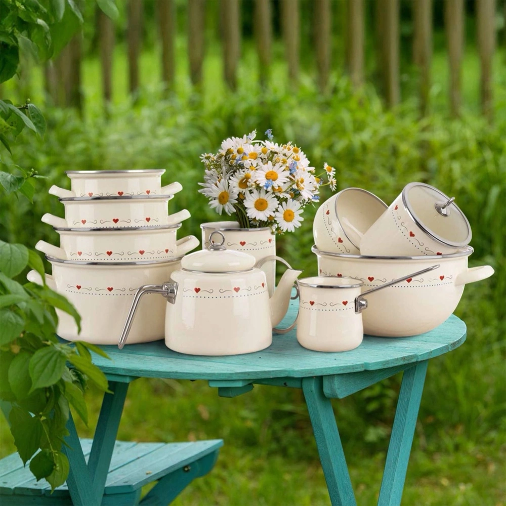 Garnek emaliowany kremowy TONCA 16 cm, 1,4 l