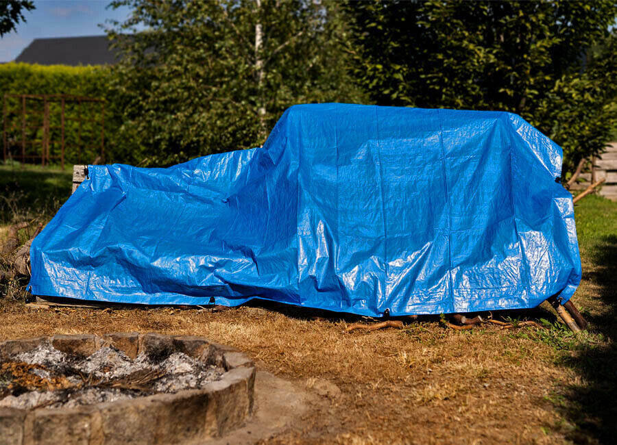 Plandeka 55g/M2 plandeki wzmacniana Uniwersalna Mata pod basen, podłoga osłona 200 x 150 cm