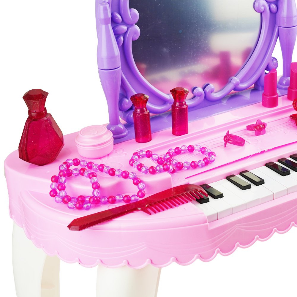 Toaletka róż dla dziewczynki z pianinem lustrem pianino akcesoria