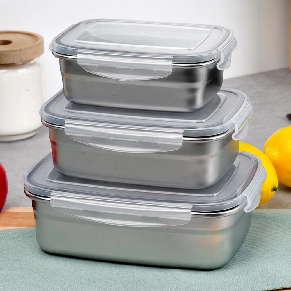 Pojemnik na żywność stalowy z pokrywką i uszczelką 1,25 l