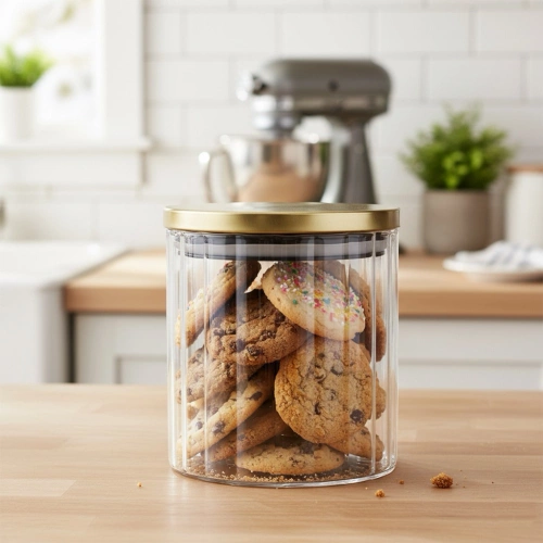 Pojemnik na produkty sypkie szklany z pokrywką i uszczelką 650 ml