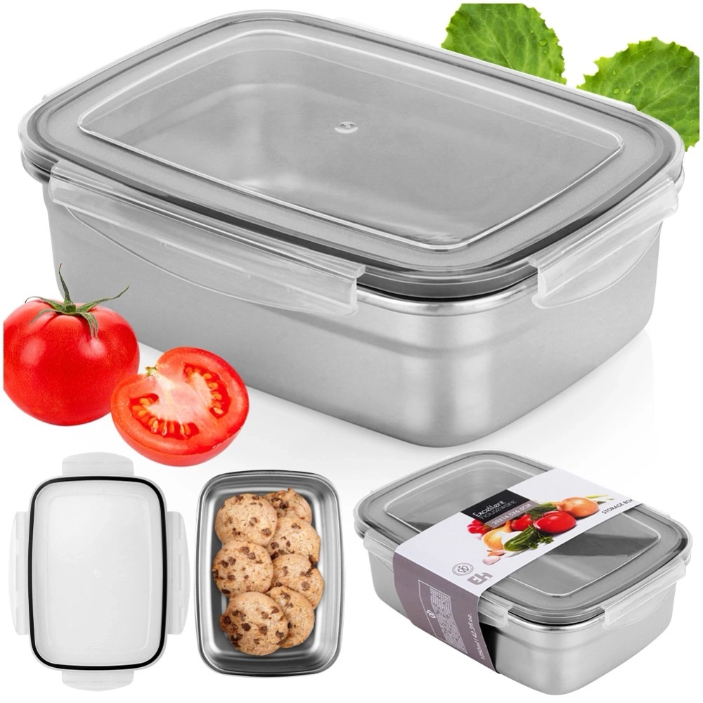 Pojemnik na żywność stalowy z pokrywką i uszczelką 1,25 l