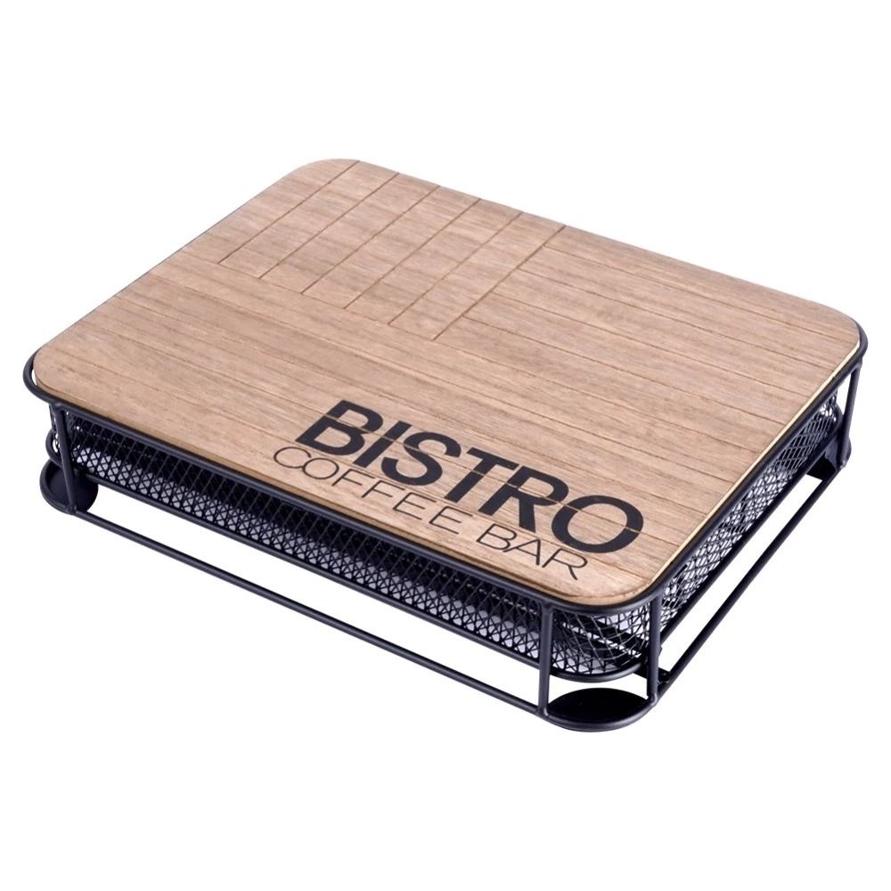Organizer na kapsułki do kawy metalowy czarny BISTRO 30,5x24x6,5 cm