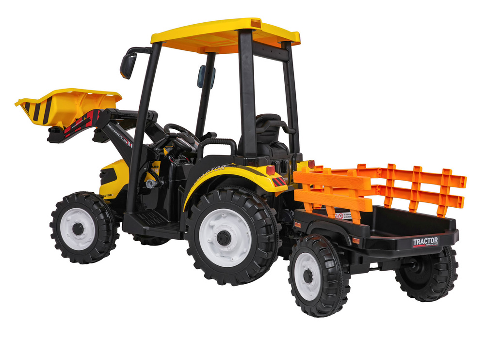 Pojazd MEGA Traktor D68 Z Przyczepką Żółty