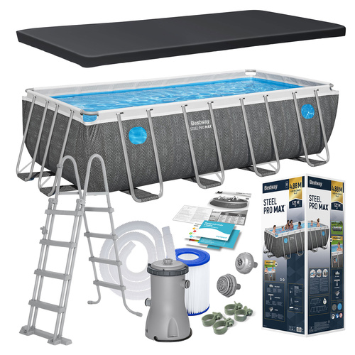 Bestway Basen stelażowy Splashview 488x244x122cm szary rattan 10w1 561MB