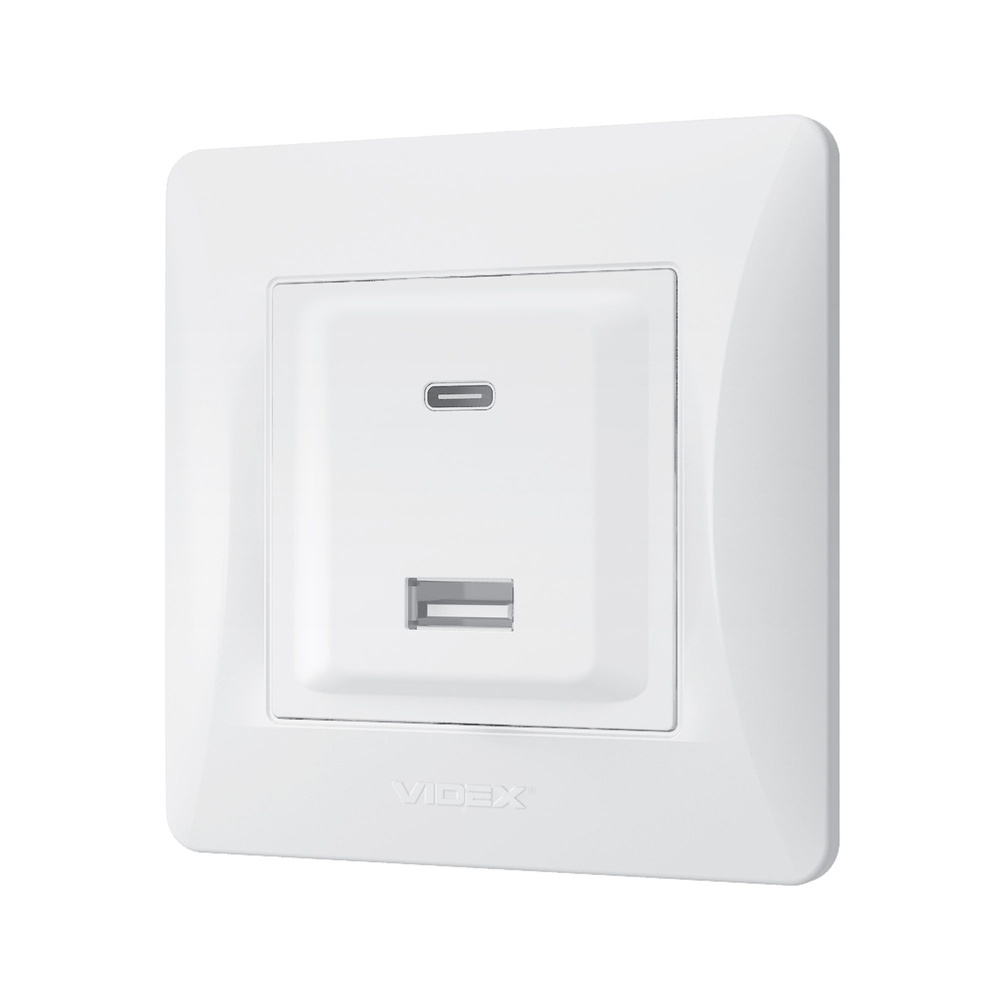 Gniazdo z USB-A i USB-C PD20W białe VIDEX BINERA