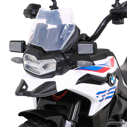 Motor BMW F850 GS na akumulator dla dzieci Biały + Kółka pomocnicze + Audio LED + Wolny Start + EVA