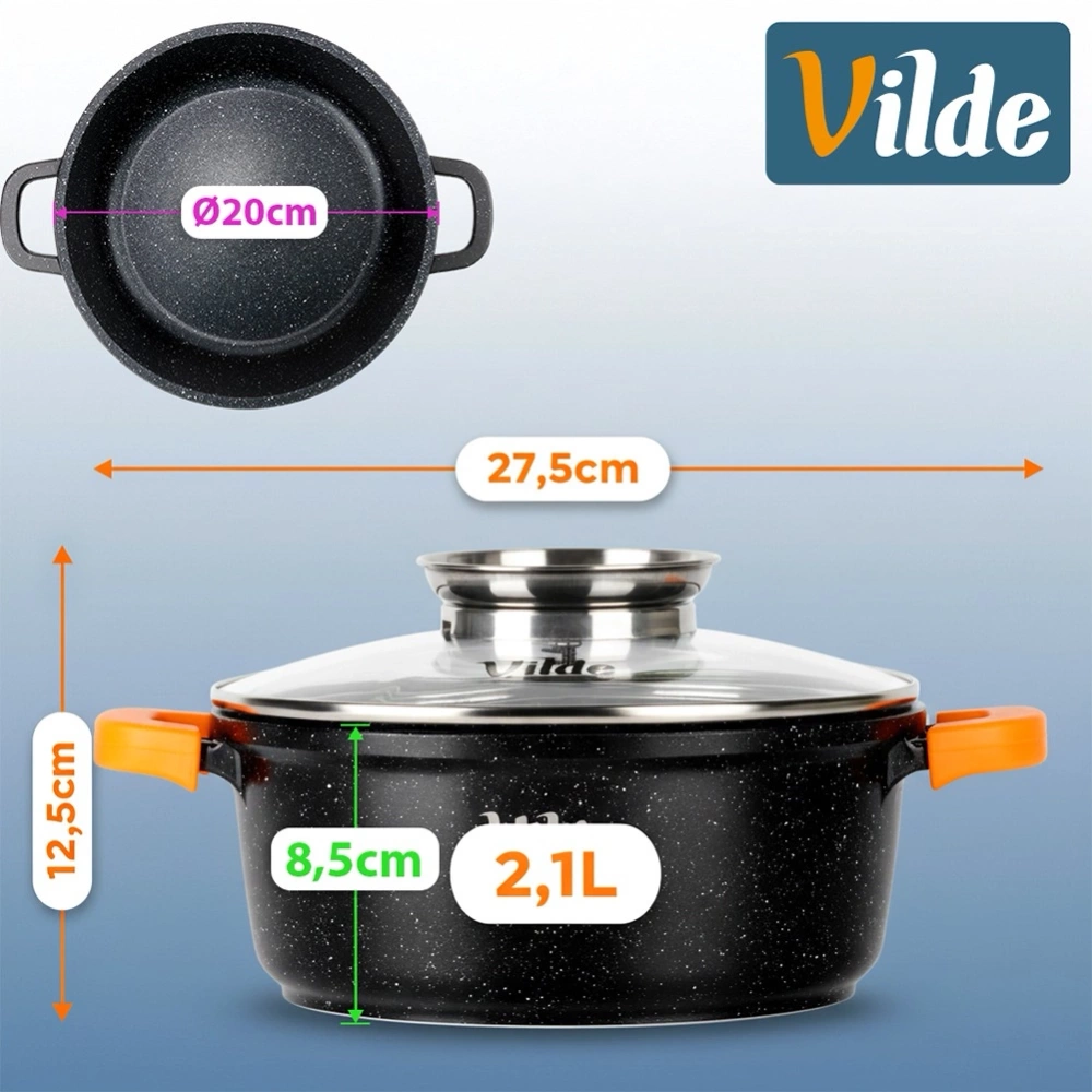 Garnek granitowy ze szklaną pokrywką TERRUNA AROMA 20 cm, 2,1 l