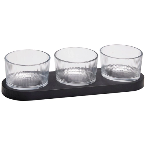 Miseczki na przekąski szklane na tacy 4 el.