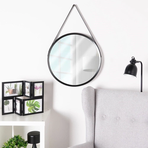 Lustro ścienne czarne okrągłe 52 cm
