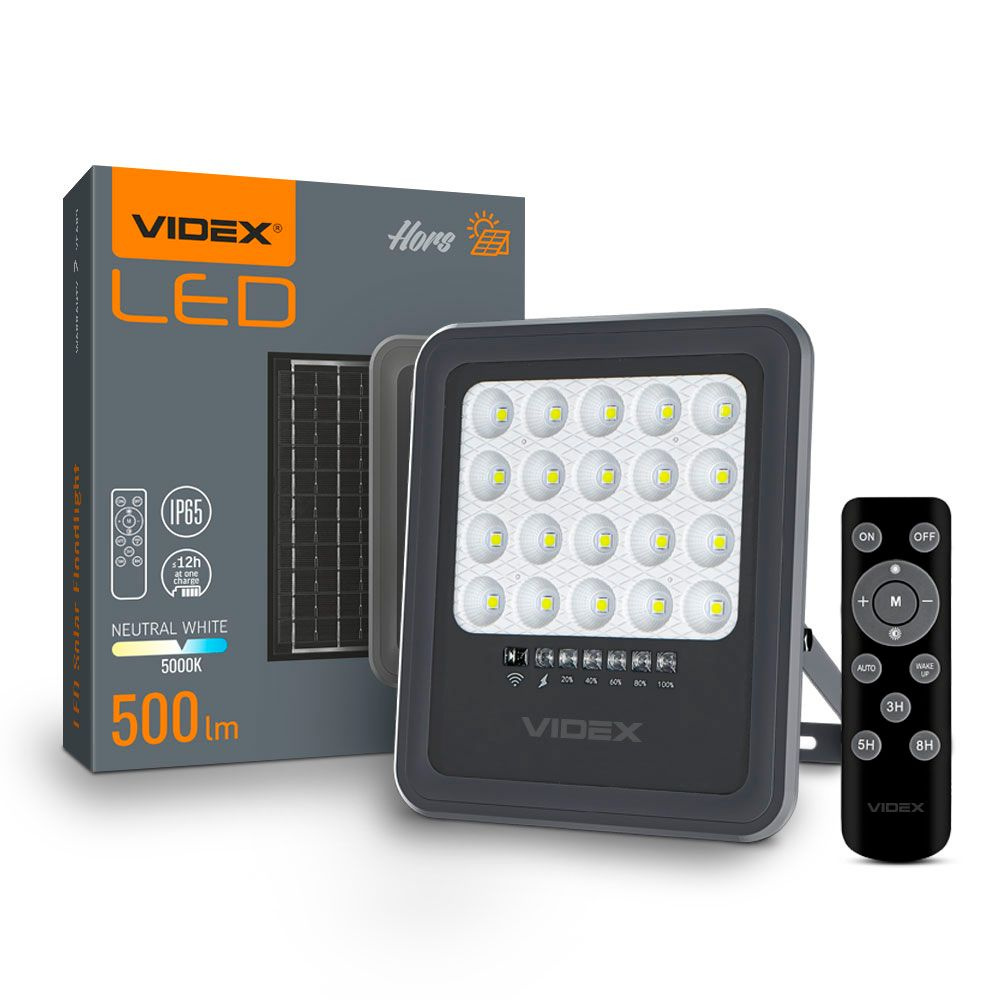 Naświetlacz solarny LED VIDEX lampa z czujnikiem zmierzchu 500lm + PILOT