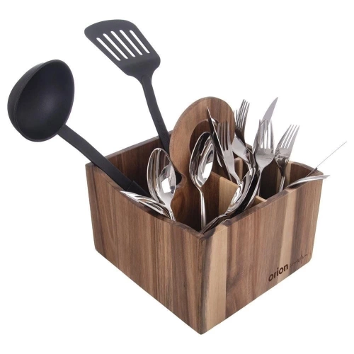Stojak na sztućce, sosy i przyprawy drewniany WOODEN