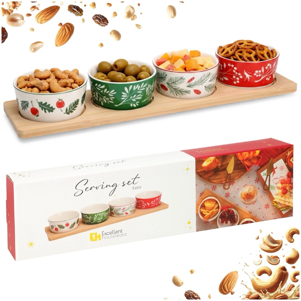 Miseczki na przekąski porcelanowe na tacy 5 el.