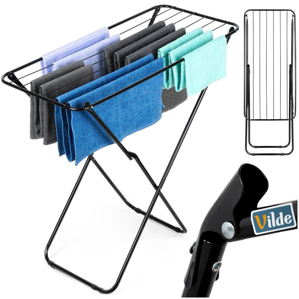 Suszarka na pranie metalowa czarna składana 93x43x88 cm