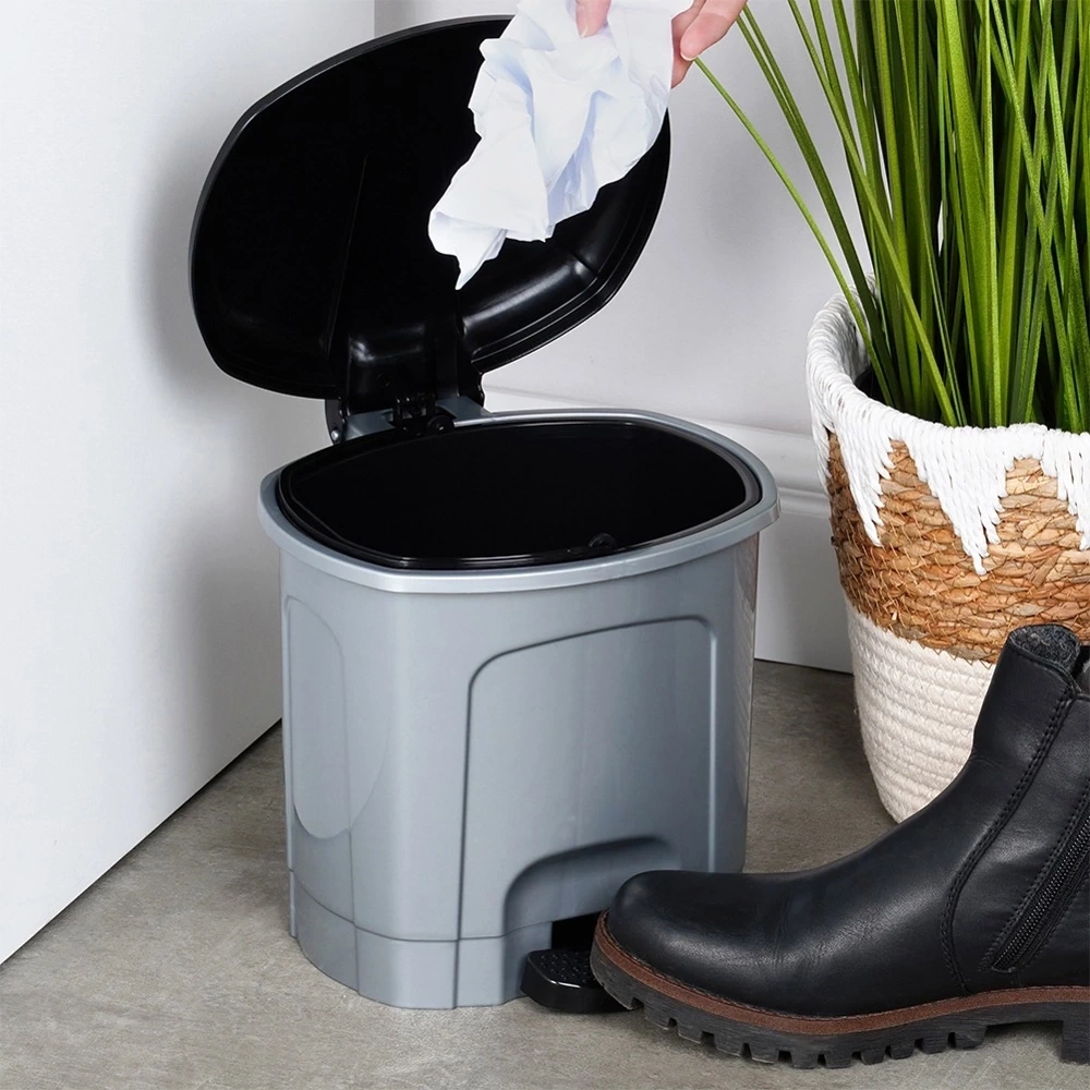 Kosz na śmieci z pedałem plastikowy szary 3 l