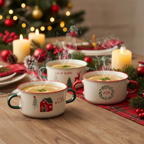 Miski bulionówki ceramiczne świąteczne 625 ml 4 szt.