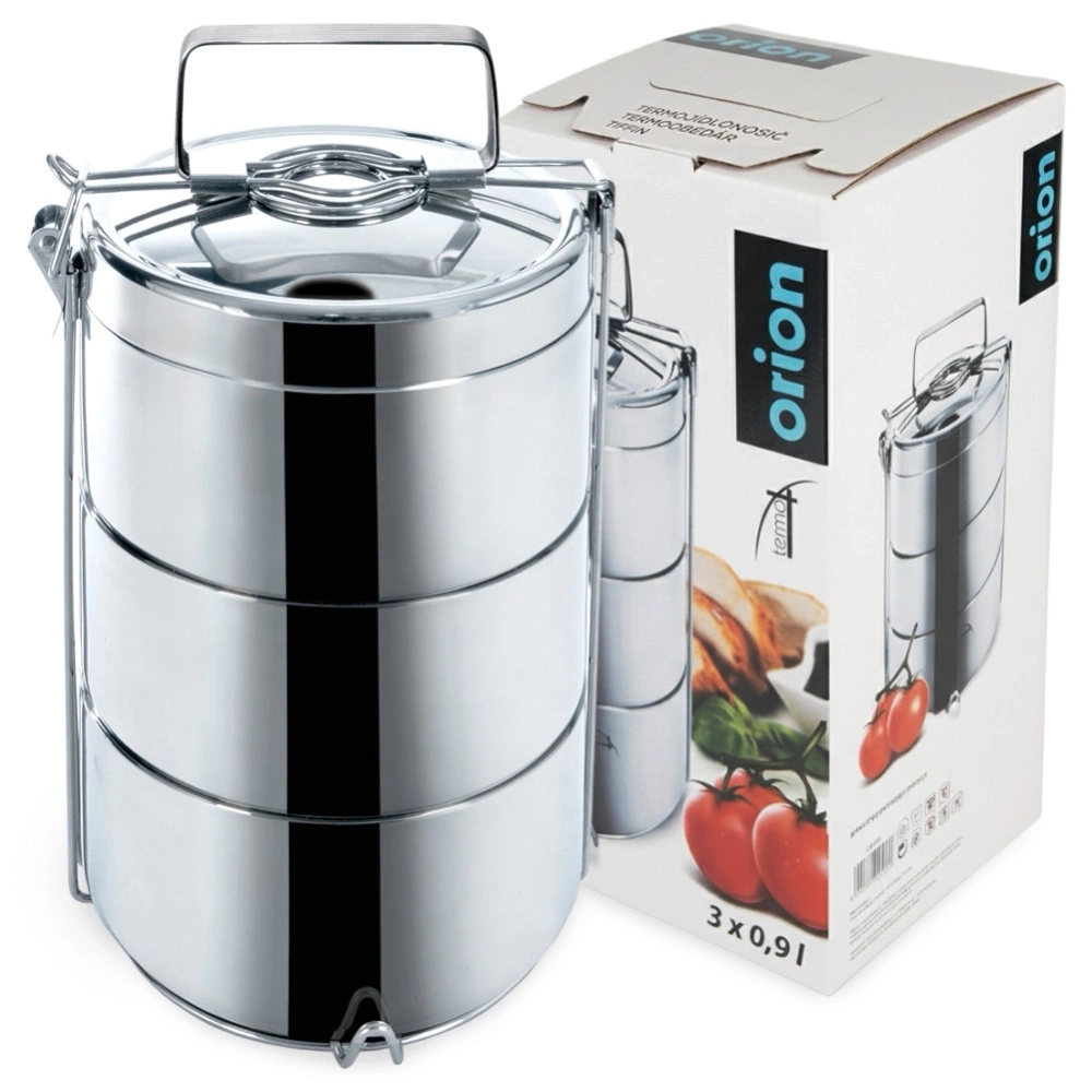 Menażka obiadowa termiczna stalowa 3-poziomowa 3x900 ml
