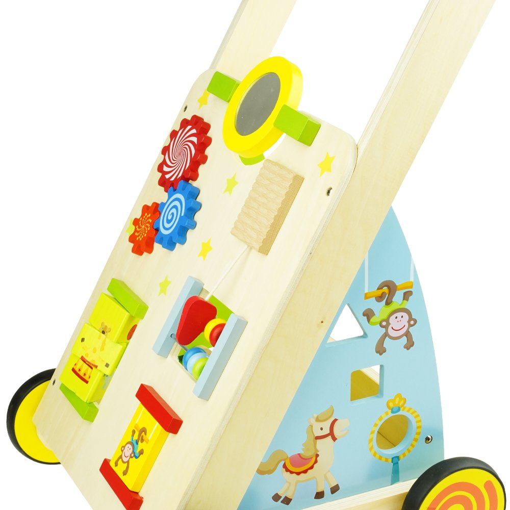 Pchacz chodzik drewniany sorter liczydło klocki edukacyjny 