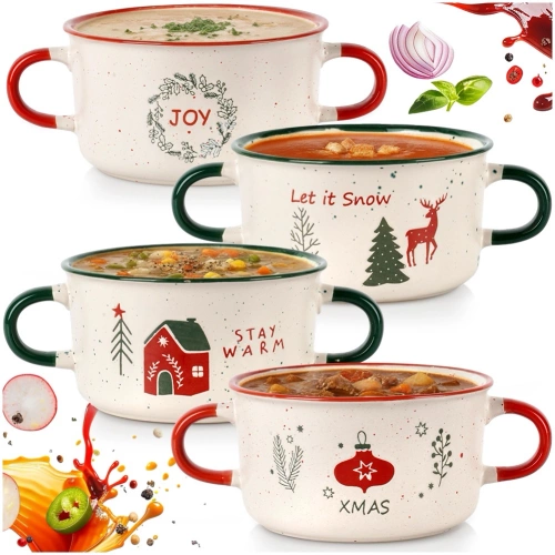 Miski bulionówki ceramiczne świąteczne 625 ml 4 szt.