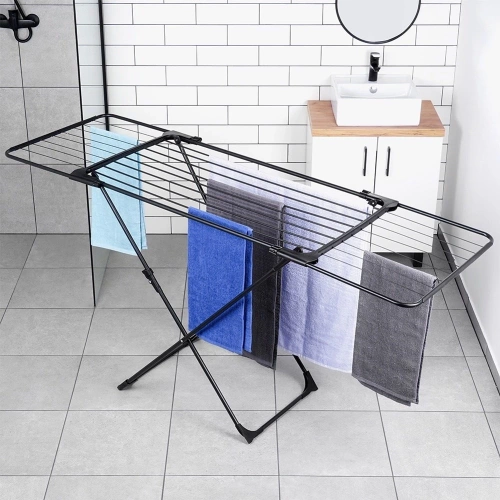 Suszarka na pranie metalowa czarna rozsuwana XXL 108-182 cm