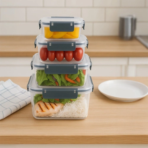 Pojemniki na żywność z pokrywką i uszczelką 4 szt.