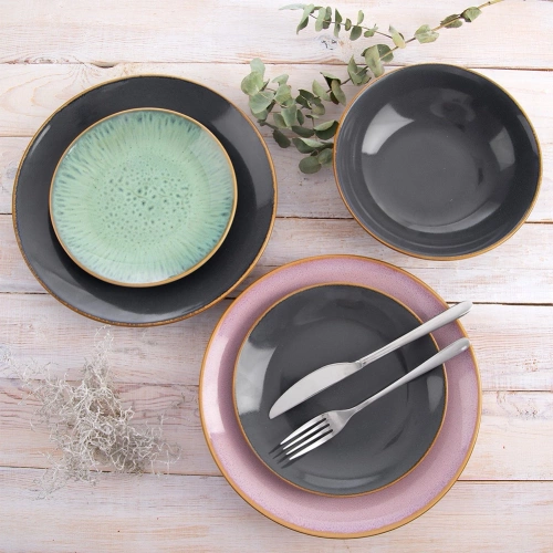 Talerz obiadowy płytki ceramiczny szary GLAZE 27 cm