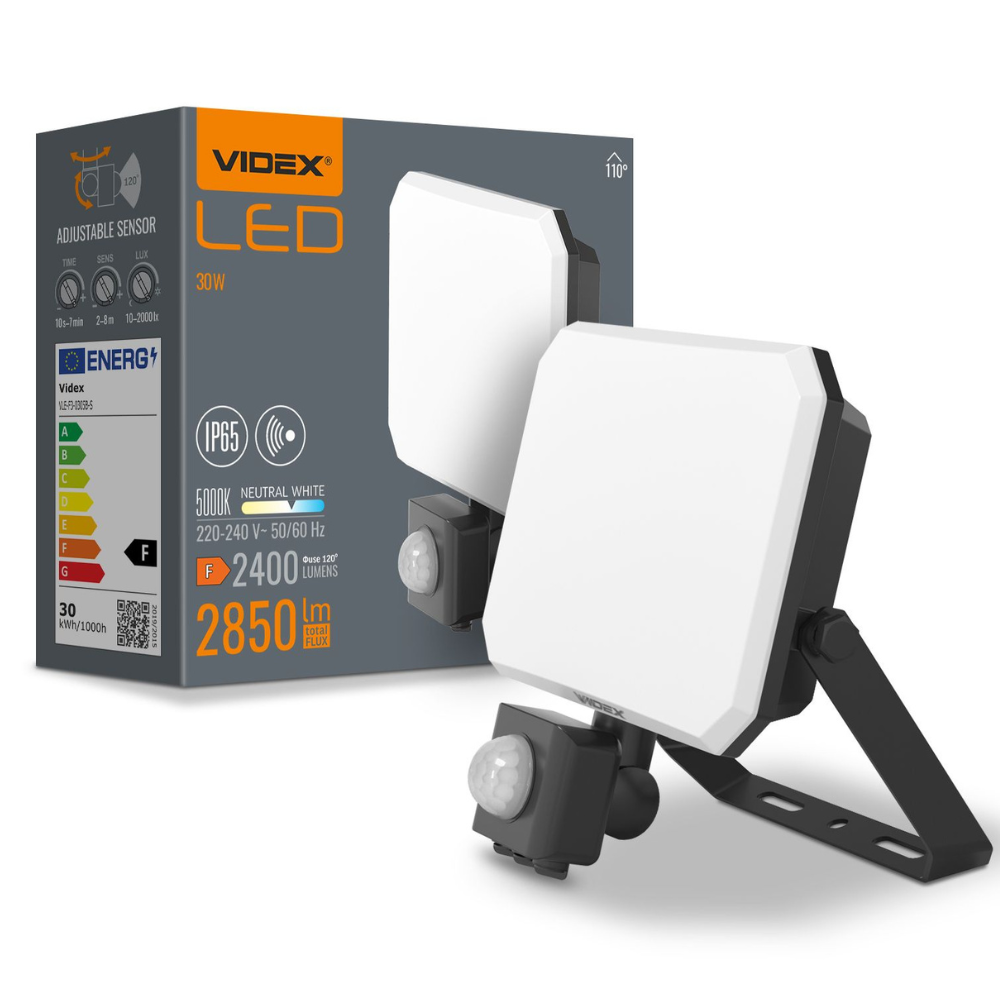 Naświetlacz LED z czujnikiem ruchu 30W 5000K IP65
