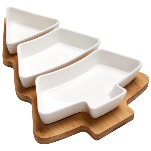 Miseczki na przekąski porcelanowe na tacy 4 el.