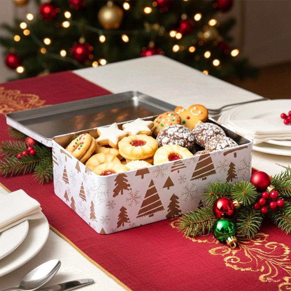 Pojemnik na ciastka metalowy puszka świąteczna 20x13x7 cm