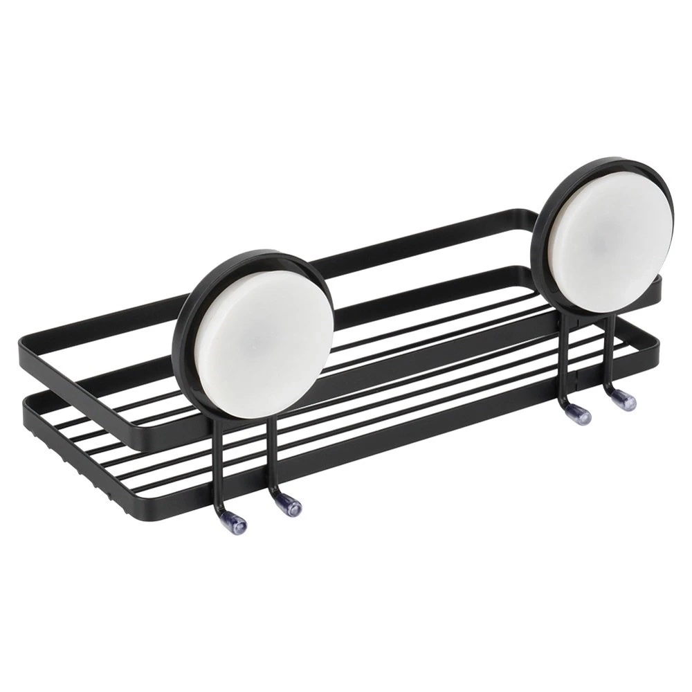 Półka pod prysznic metalowa czarna na przyssawki 25x10x8,5 cm
