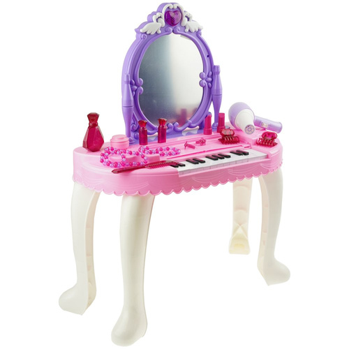 Toaletka róż dla dziewczynki z pianinem lustrem pianino akcesoria